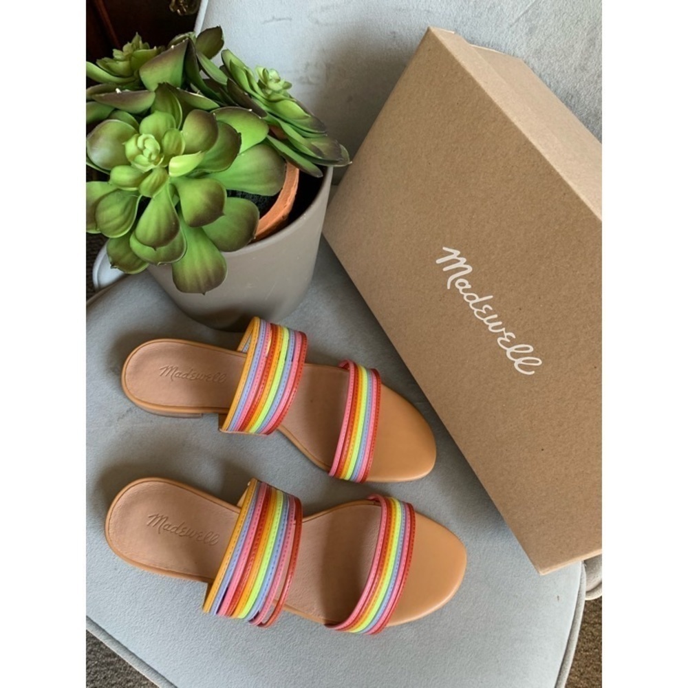 NEW IN BOX MADEWELL Meg Slide Sandals in Rainbow